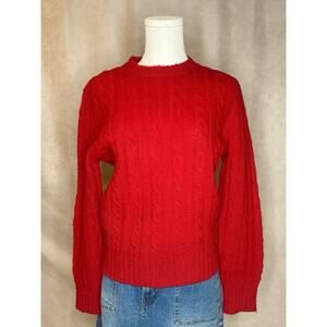 Vtg Hunters Run Red Wool Cable Knit Sweater Women’s S Classic Preppy